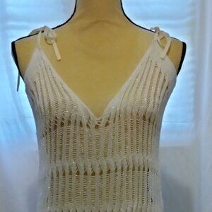 White lace knit dress